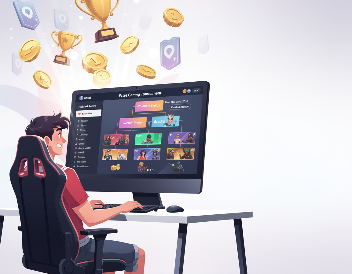 Ilustrasi cara klaim hadiah pemenang warga77 untuk turnamen game online warga77 dengan bracket dan room match